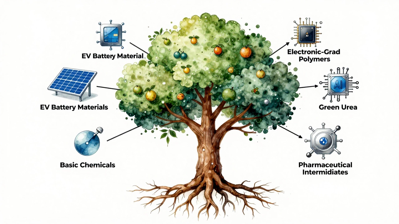 Symbolic tree representing India&#039;s chemical industry growth into advanced materials and green tech.