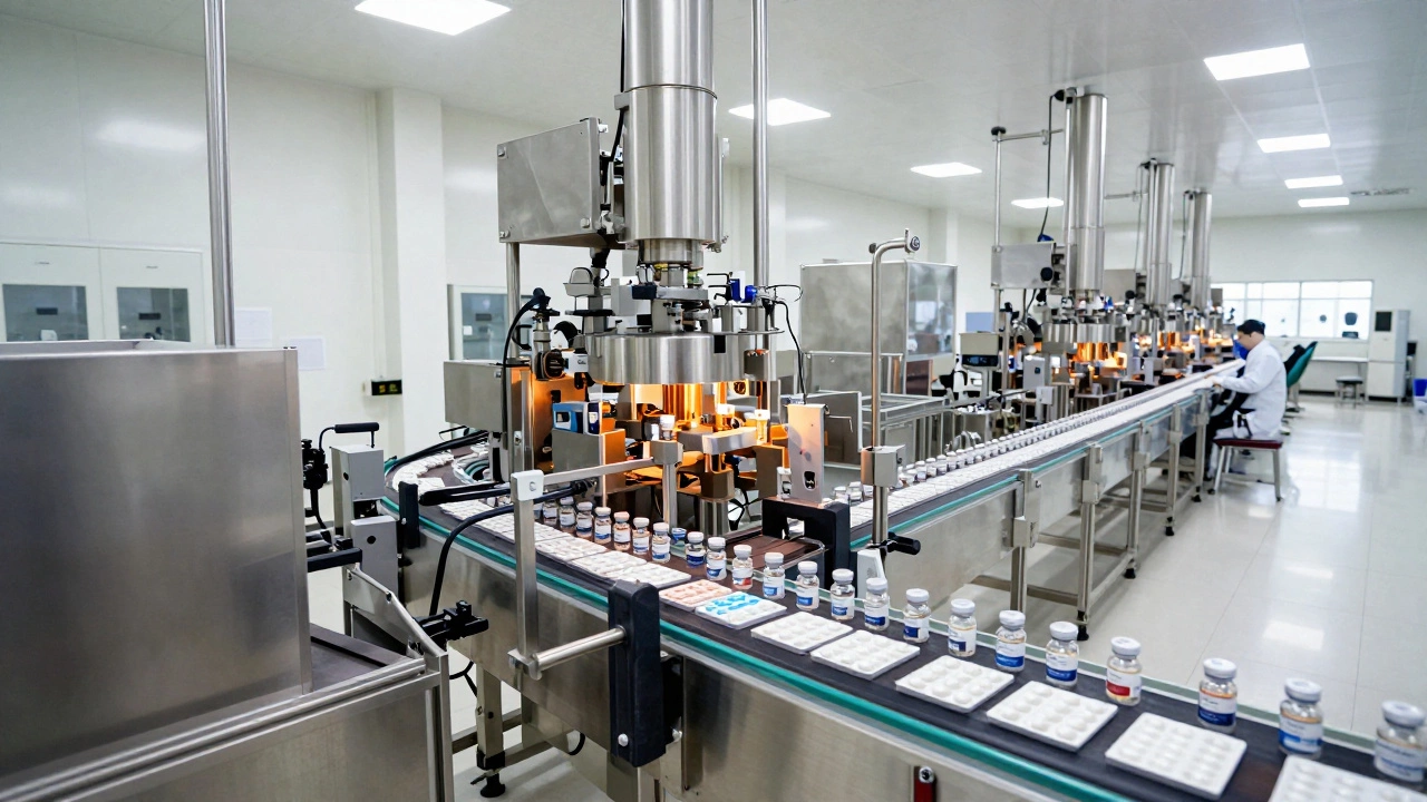 Large-scale automated production of generic medicines in an Indian factory