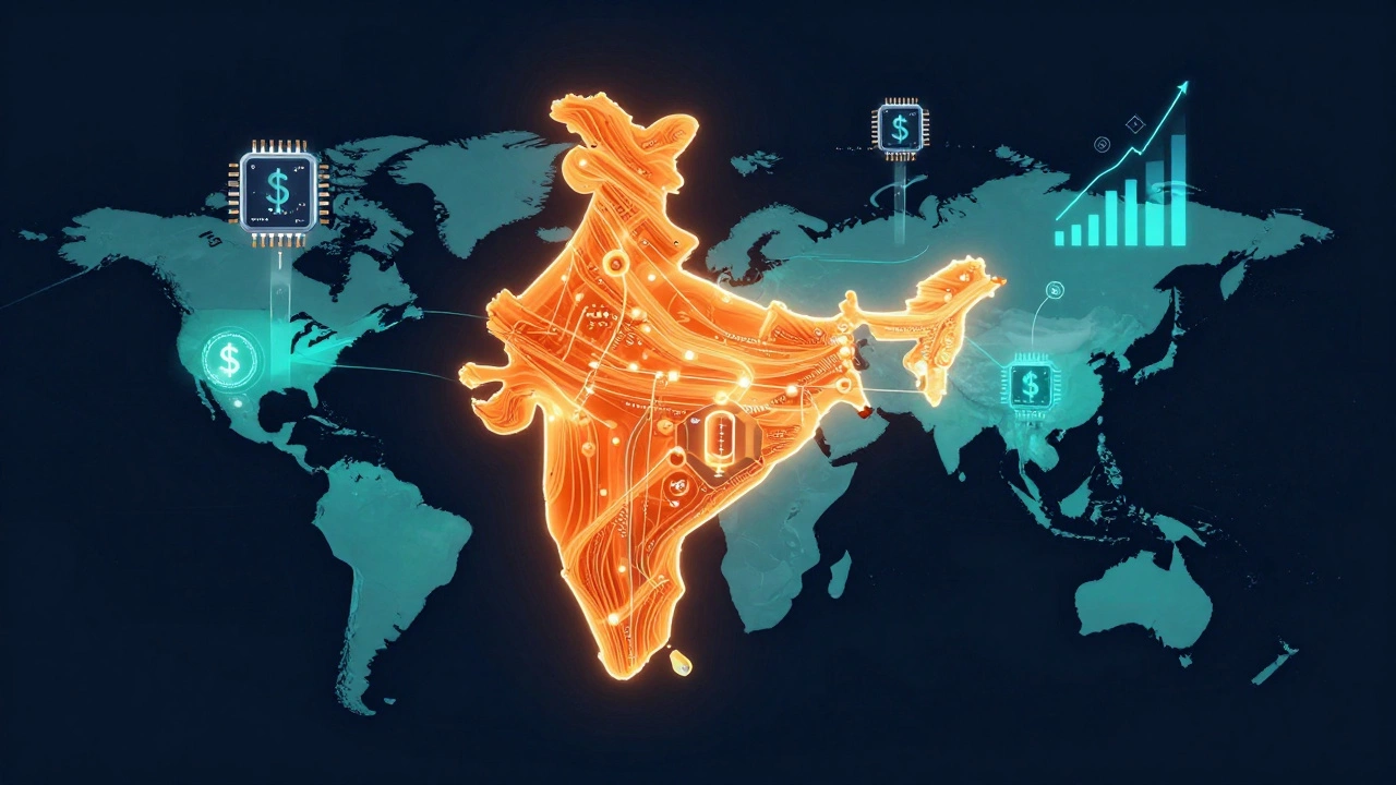 Abstract visualization of India's growing semiconductor supply chain