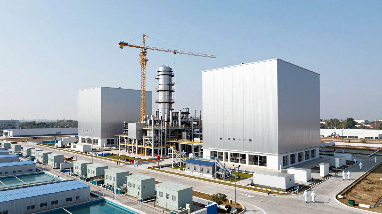 Futuristic semiconductor fabrication plant infrastructure in Hyderabad