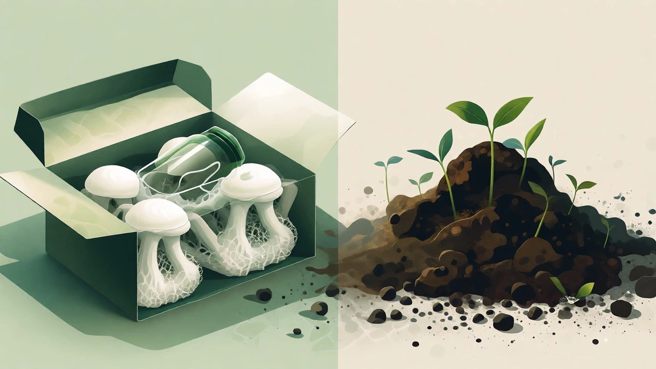 Mycelium packaging protecting goods and decomposing into soil